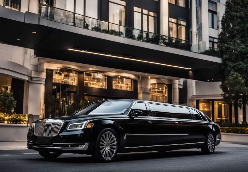 Elegant limousines on street in Las Vegas