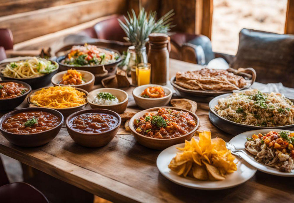 A table with bowls of food